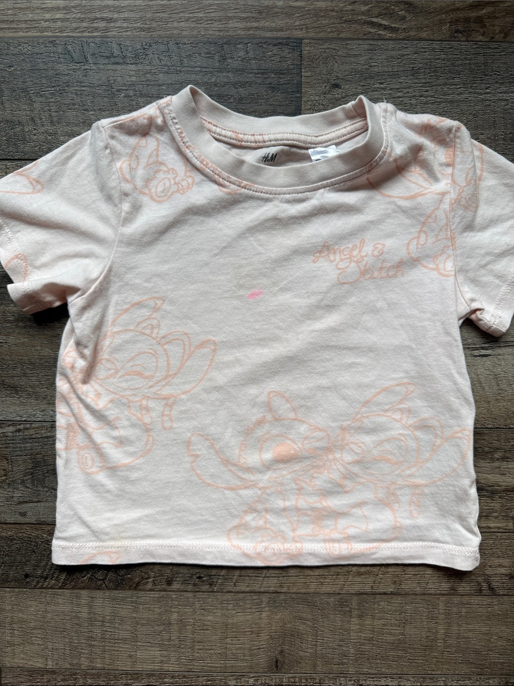 H&M Light Pink Angel & Stitch Short Sleeve Tee